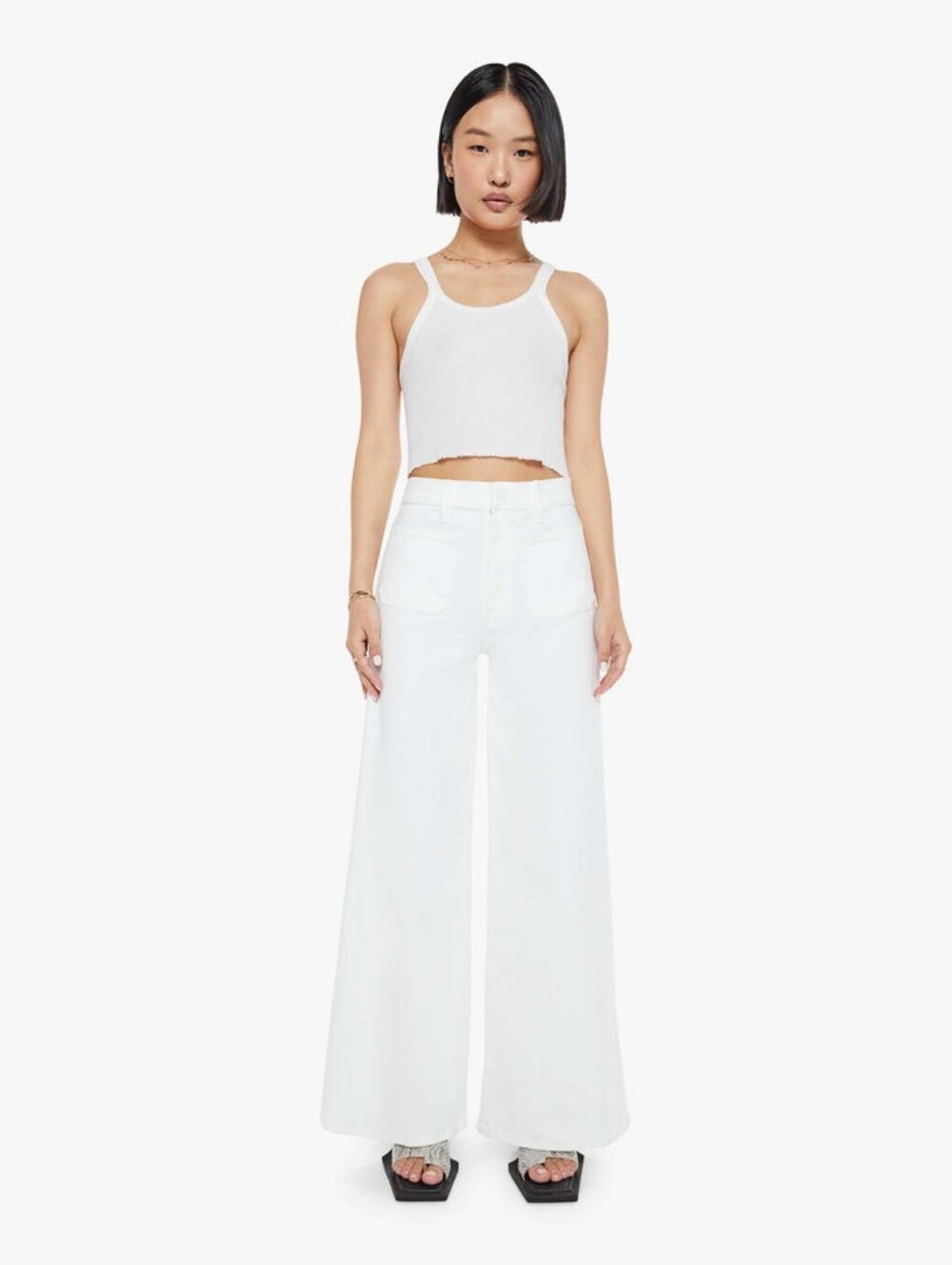 MOTHER Lil Patch Pocket Undercover Sneak Jeans In White | 30